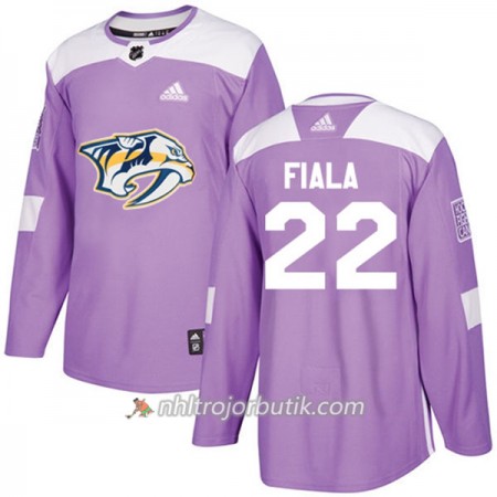 Män Ishockey Nashville Predators Tröja Kevin Fiala 22 Adidas 2017-2018 Lila Fights Cancer Practice Authentic